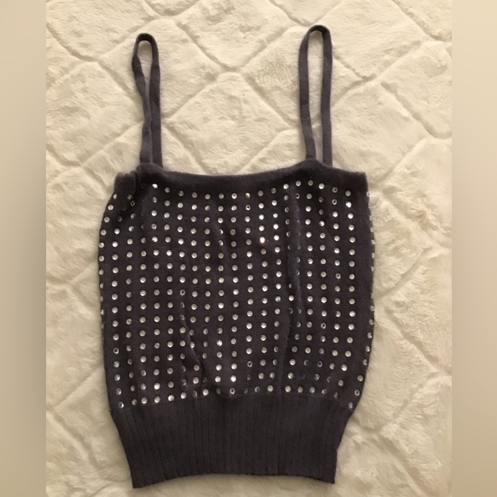 Elegant Gray Camisole with Silver Accents